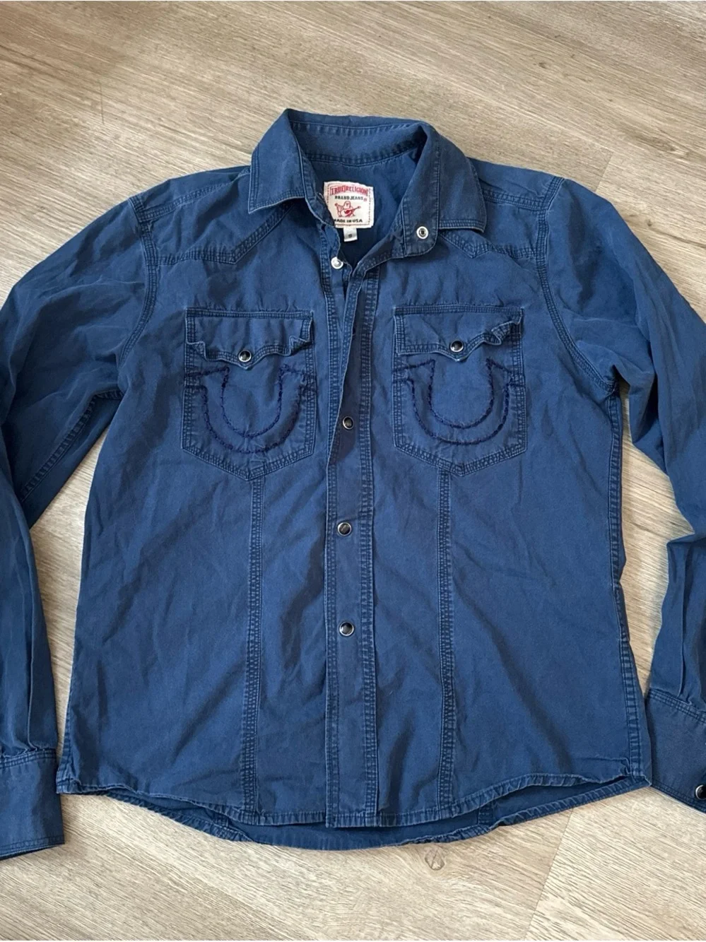 True Religion Navy Button-Front Denim Shirt